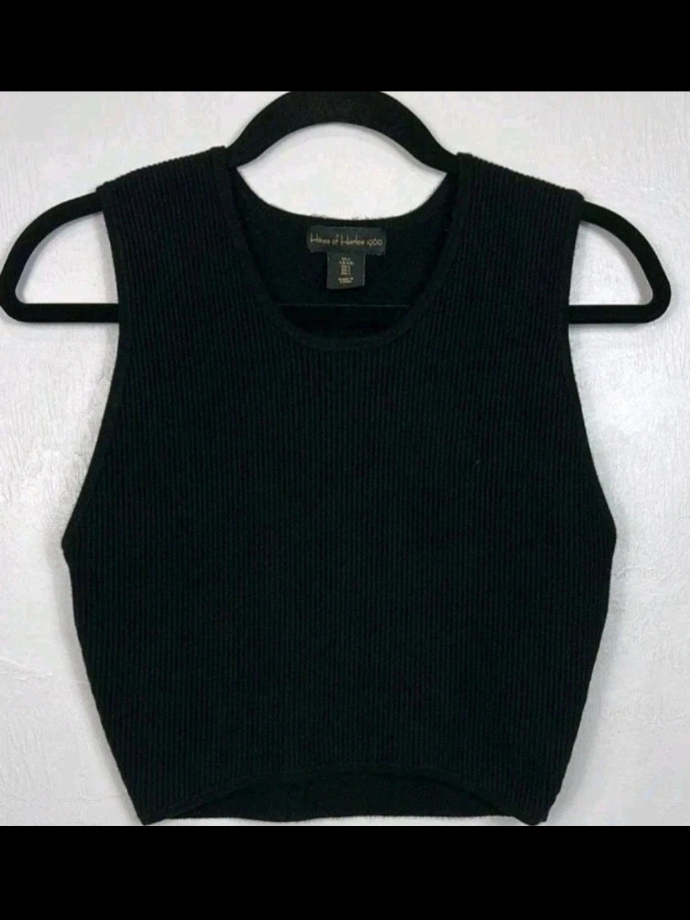 House of Harlow 1960 Black Ribbed Cropped Tank
